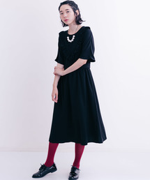 merlot plus | Vフリルフラワーレースワンピース7299(ワンピース)
