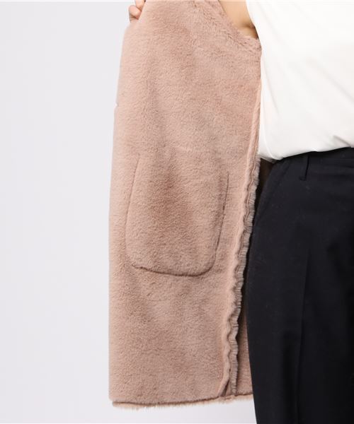 RAY CASSIN（レイカズン）の「フード付ムートンコート（その他アウター・レディース・ベージュ/グレー/キャメル・FREE）」の5枚目の写真