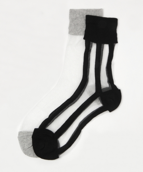 GLOBAL WORK（グローバルワーク）の「2PシアーSOX/780880（ソックス/靴下・レディース・ホワイト/グレー・FREE）」の2枚目の写真