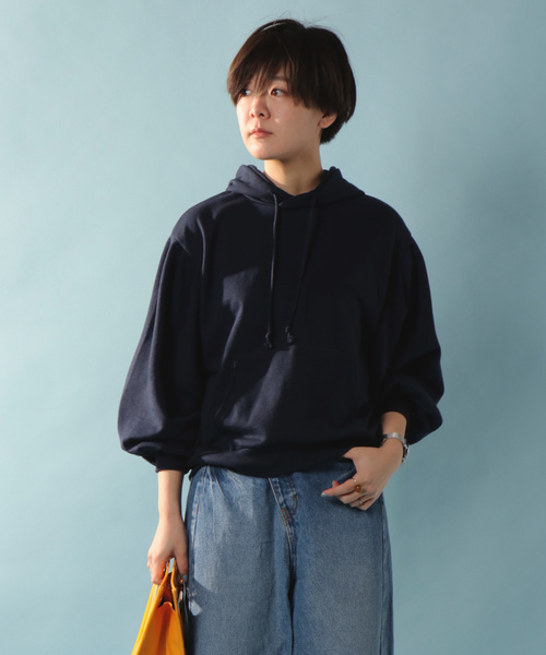 notch.（ノッチ）の「ボリュームスリーブパーカー                （パーカー・レディース・ネイビー/グレー/オフホワイト・M）」の10枚目の写真