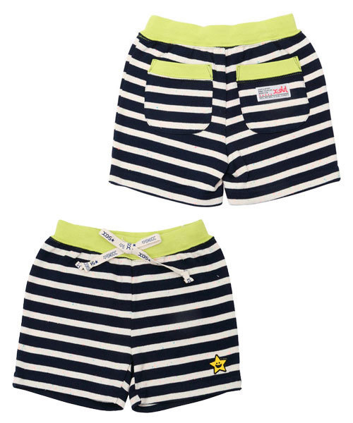 X-girl Stages（エックスガールステージス）の「STRIPY HALF PANT (12M～3T)（その他パンツ・キッズ・ネイビー/オレンジ/マルチ・12M/2T/3T）」の2枚目の写真