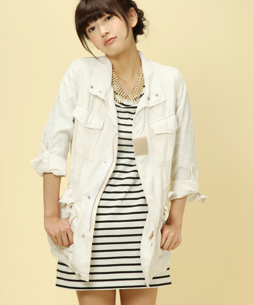 Another Edition（アナザーエディション）の「AE[A]ﾘﾖｾﾙ MLTLY LINER CT（ミリタリージャケット・レディース・ホワイト/オリーブ/その他1・SMALL/MEDIUM）」の2枚目の写真