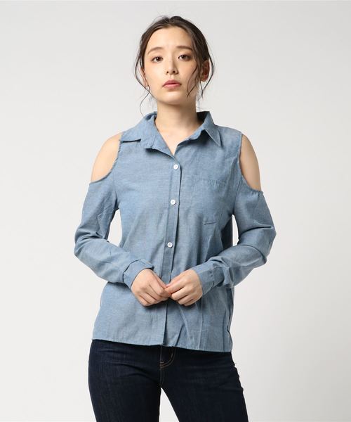 Styleblock スタイルブロック の 肩あきデニムシャツブラウス シャツ ブラウス Wear