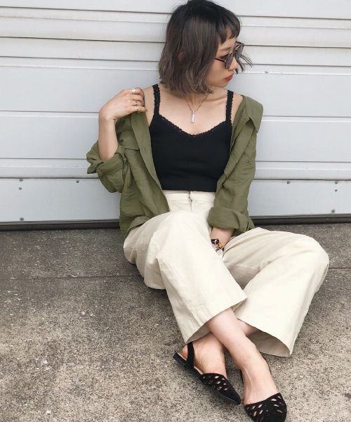 PAGEBOY（ページボーイ）の「ミリタリーBIGシャツライト（シャツ/ブラウス・レディース・アイボリー/グリーン・FREE）」の8枚目の写真