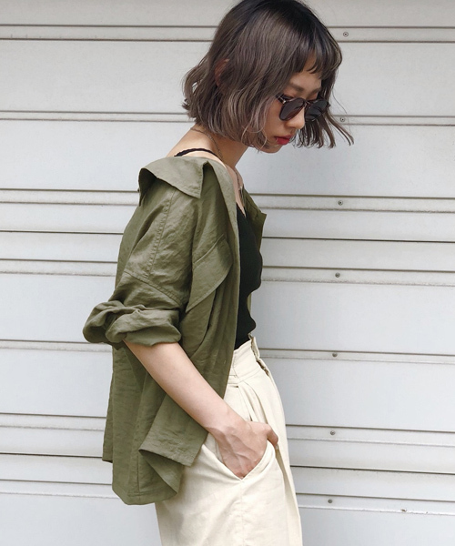 PAGEBOY（ページボーイ）の「ミリタリーBIGシャツライト（シャツ/ブラウス・レディース・アイボリー/グリーン・FREE）」の12枚目の写真