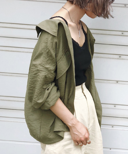 PAGEBOY（ページボーイ）の「ミリタリーBIGシャツライト（シャツ/ブラウス・レディース・アイボリー/グリーン・FREE）」の13枚目の写真