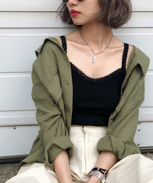 PAGEBOY（ページボーイ）の「ミリタリーBIGシャツライト（シャツ/ブラウス・レディース・アイボリー/グリーン・FREE）」の10枚目の写真