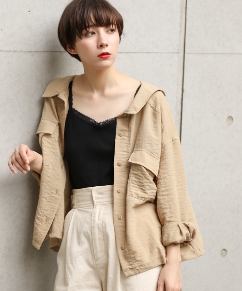 PAGEBOY（ページボーイ）の「ミリタリーBIGシャツライト（シャツ/ブラウス・レディース・アイボリー/グリーン・FREE）」の15枚目の写真