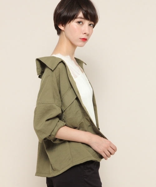 PAGEBOY（ページボーイ）の「ミリタリーBIGシャツライト（シャツ/ブラウス・レディース・アイボリー/グリーン・FREE）」の17枚目の写真