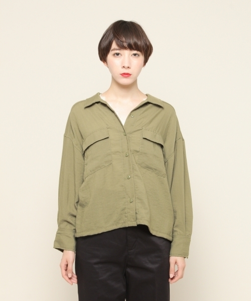 PAGEBOY（ページボーイ）の「ミリタリーBIGシャツライト（シャツ/ブラウス・レディース・アイボリー/グリーン・FREE）」の19枚目の写真