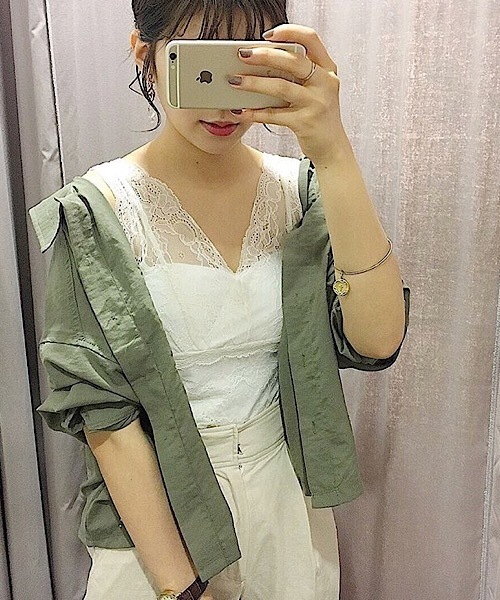 PAGEBOY（ページボーイ）の「ミリタリーBIGシャツライト（シャツ/ブラウス・レディース・アイボリー/グリーン・FREE）」の16枚目の写真