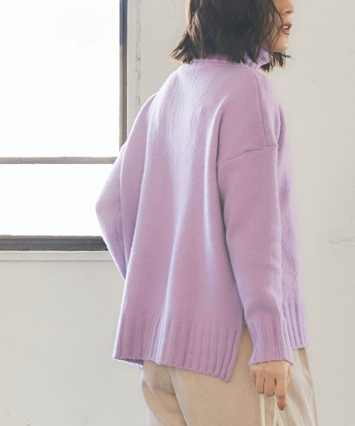 titivate（ティティベイト）の「ﾀｰﾄﾙふわっとﾀｯﾁﾆｯﾄ（ニット/セーター・レディース・ブラック/パープル/ブラウン/グリーン/杢グレー/チャコールグレー/ラベンダー/ライトベージュ/ライトパープル/ブルー/オフホワイト/イエロー・S/M/L）」の10枚目の写真