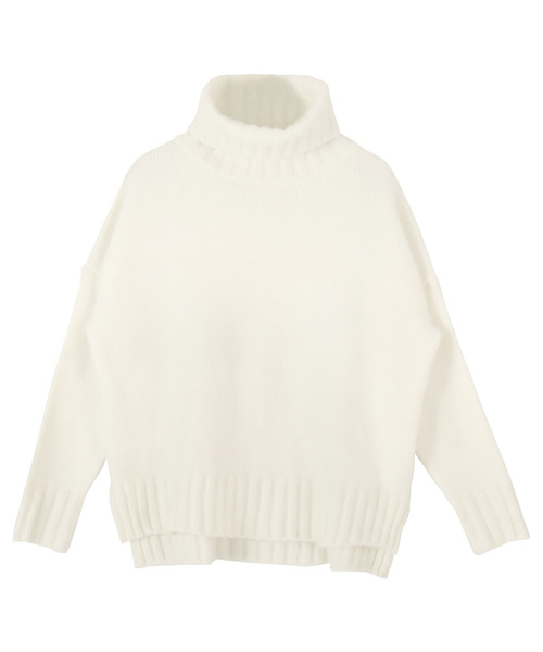 titivate（ティティベイト）の「ﾀｰﾄﾙふわっとﾀｯﾁﾆｯﾄ（ニット/セーター・レディース・ブラック/パープル/ブラウン/グリーン/杢グレー/チャコールグレー/ラベンダー/ライトベージュ/ライトパープル/ブルー/オフホワイト/イエロー・S/M/L）」の2枚目の写真