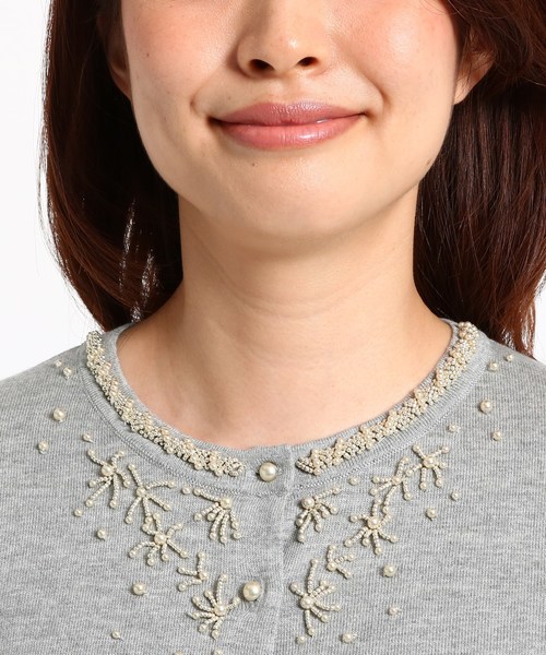 Sunauna(スーナウーナ)の「【洗える】パールビーズカーディガン(カーディガン/ボレロ・レディース・ネイビー/グレー/サックスブルー・38/40)」の9枚目の写真
