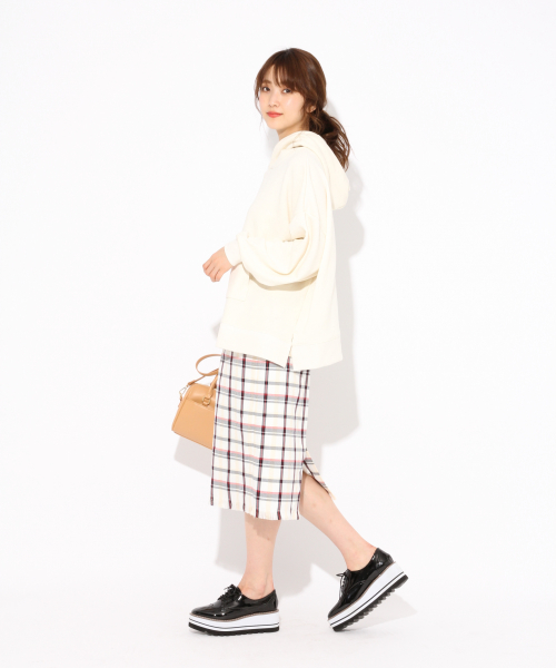 Heather（ヘザー）の「ベルトツキチェックIラインスカート　828580（スカート・レディース・ホワイト系その他/ベージュ系その他/ブルー系その他・S/M）」の8枚目の写真