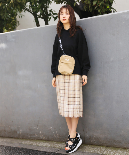 Heather（ヘザー）の「ベルトツキチェックIラインスカート　828580（スカート・レディース・ホワイト系その他/ベージュ系その他/ブルー系その他・S/M）」の4枚目の写真