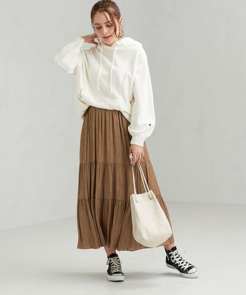 green label relaxing（グリーンレーベルリラクシング）の「CFC PE カッセン ジャカード ギャザー マキシ スカート（スカート・レディース・ライトグレー/ブラック/ベージュ・FREE）」の16枚目の写真