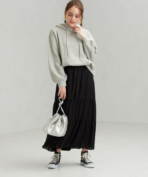 green label relaxing（グリーンレーベルリラクシング）の「CFC PE カッセン ジャカード ギャザー マキシ スカート（スカート・レディース・ライトグレー/ブラック/ベージュ・FREE）」の14枚目の写真