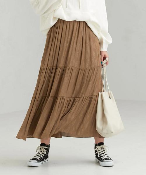 green label relaxing（グリーンレーベルリラクシング）の「CFC PE カッセン ジャカード ギャザー マキシ スカート（スカート・レディース・ライトグレー/ブラック/ベージュ・FREE）」の12枚目の写真