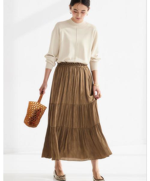 green label relaxing（グリーンレーベルリラクシング）の「CFC PE カッセン ジャカード ギャザー マキシ スカート（スカート・レディース・ライトグレー/ブラック/ベージュ・FREE）」の8枚目の写真