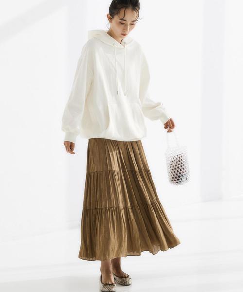 green label relaxing（グリーンレーベルリラクシング）の「CFC PE カッセン ジャカード ギャザー マキシ スカート（スカート・レディース・ライトグレー/ブラック/ベージュ・FREE）」の7枚目の写真