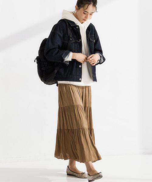 green label relaxing（グリーンレーベルリラクシング）の「CFC PE カッセン ジャカード ギャザー マキシ スカート（スカート・レディース・ライトグレー/ブラック/ベージュ・FREE）」の6枚目の写真