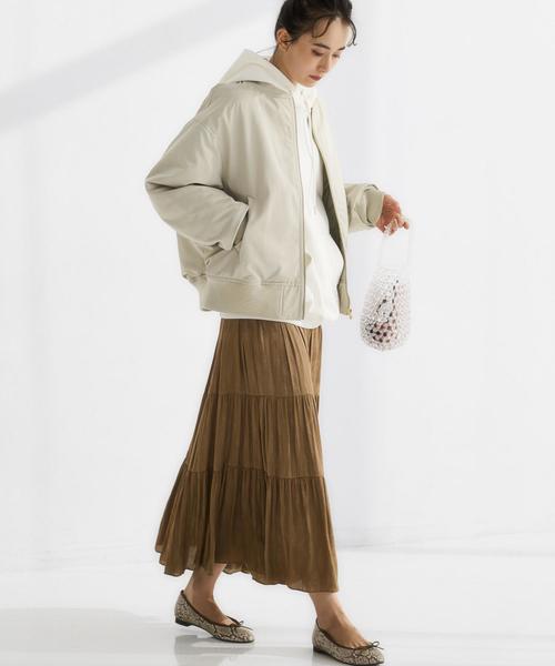 green label relaxing（グリーンレーベルリラクシング）の「CFC PE カッセン ジャカード ギャザー マキシ スカート（スカート・レディース・ライトグレー/ブラック/ベージュ・FREE）」の5枚目の写真