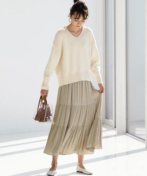 green label relaxing（グリーンレーベルリラクシング）の「CFC PE カッセン ジャカード ギャザー マキシ スカート（スカート・レディース・ライトグレー/ブラック/ベージュ・FREE）」の9枚目の写真