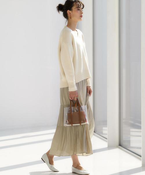 green label relaxing（グリーンレーベルリラクシング）の「CFC PE カッセン ジャカード ギャザー マキシ スカート（スカート・レディース・ライトグレー/ブラック/ベージュ・FREE）」の11枚目の写真