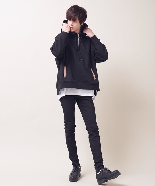 KUUUPY(クーピー)の「KUUUPY - ハーフジップパーカー(パーカー・メンズ・ブラック/ベージュ/ブルー・SMALL/MEDIUM/LARGE)」の4枚目の写真