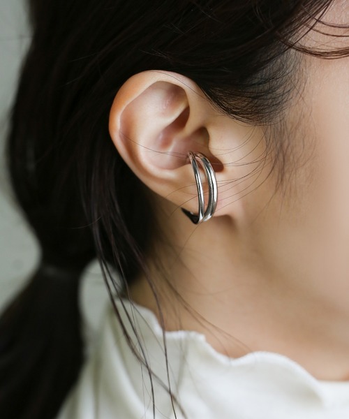select MOCA（セレクトモカ）の「ダブルフープイヤリング（イヤーカフ・レディース・シルバー/ゴールド・FREE）」の4枚目の写真