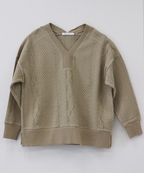 AMERICAN HOLIC(アメリカンホリック)の「両Vネックカットジャガードプルオーバー *(Tシャツ/カットソー・レディース・チャコールグレー/ベージュ/アイボリー・MEDIUM/LARGE)」の10枚目の写真