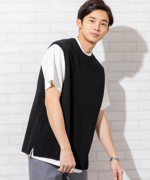 coen（コーエン）の「ワッフルニットベスト（ベスト・メンズ・ブラック/ベージュ/グレー・LARGE/SMALL/MEDIUM）」の6枚目の写真