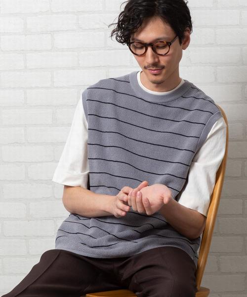 coen（コーエン）の「ワッフルニットベスト（ベスト・メンズ・ブラック/ベージュ/グレー・LARGE/SMALL/MEDIUM）」の8枚目の写真