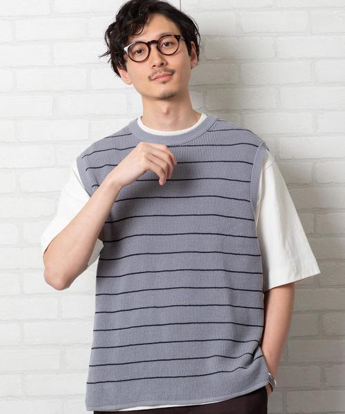 coen（コーエン）の「ワッフルニットベスト（ベスト・メンズ・ブラック/ベージュ/グレー・LARGE/SMALL/MEDIUM）」の7枚目の写真