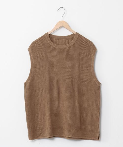 coen（コーエン）の「ワッフルニットベスト（ベスト・メンズ・ブラック/ベージュ/グレー・LARGE/SMALL/MEDIUM）」の17枚目の写真