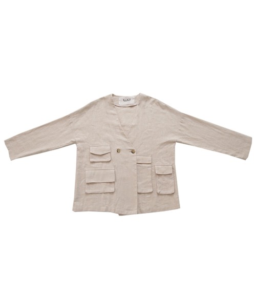 antiqua（アンティカ）の「ポケットリネンジャケット（テーラードジャケット・レディース・ブラック/ネイビー/ブラウン系その他/ベージュ系その他・FREE）」の10枚目の写真