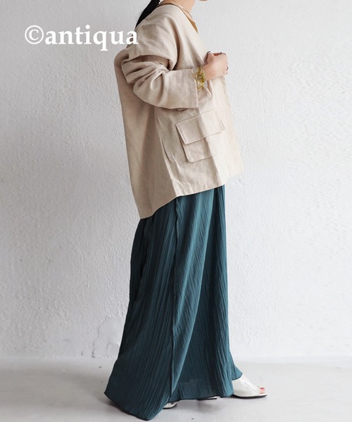 antiqua（アンティカ）の「ポケットリネンジャケット（テーラードジャケット・レディース・ブラック/ネイビー/ブラウン系その他/ベージュ系その他・FREE）」の19枚目の写真