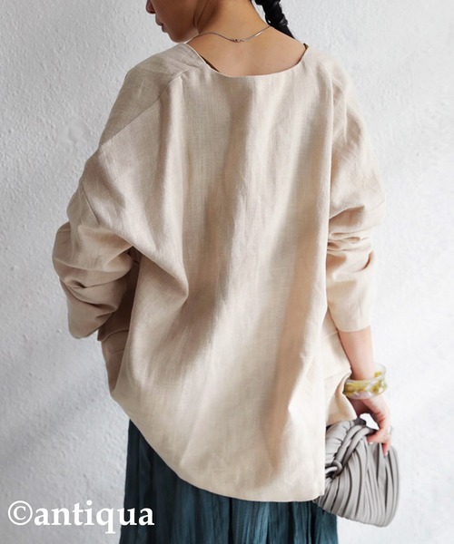 antiqua（アンティカ）の「ポケットリネンジャケット（テーラードジャケット・レディース・ブラック/ネイビー/ブラウン系その他/ベージュ系その他・FREE）」の18枚目の写真