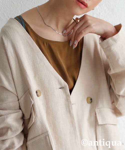 antiqua（アンティカ）の「ポケットリネンジャケット（テーラードジャケット・レディース・ブラック/ネイビー/ブラウン系その他/ベージュ系その他・FREE）」の20枚目の写真