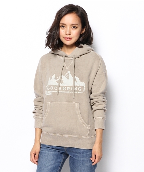 goa(ゴア)の「GO CAMPING ピグメント裏毛フードパーカー(パーカー・レディース・ブラック/ベージュ/カーキ/レッド・FREE)」の3枚目の写真