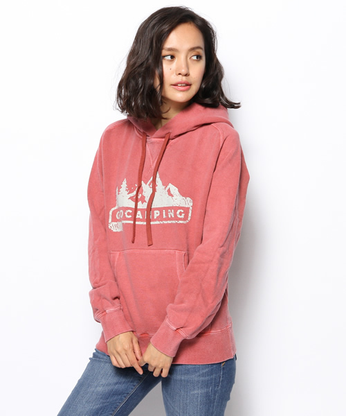 goa(ゴア)の「GO CAMPING ピグメント裏毛フードパーカー(パーカー・レディース・ブラック/ベージュ/カーキ/レッド・FREE)」の1枚目の写真