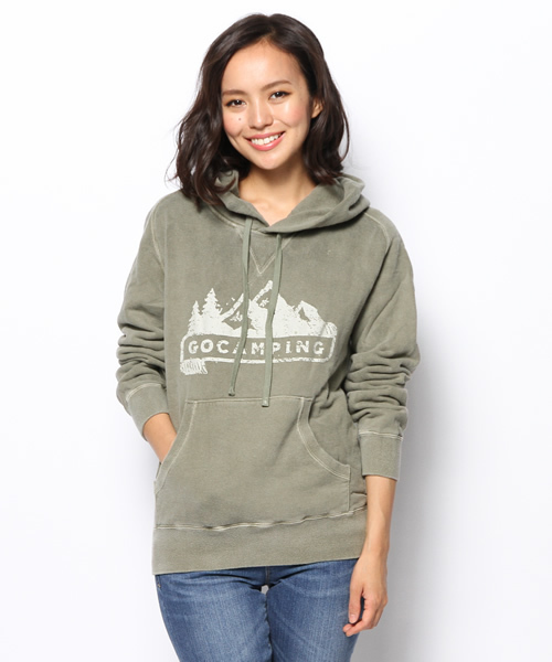 goa(ゴア)の「GO CAMPING ピグメント裏毛フードパーカー(パーカー・レディース・ブラック/ベージュ/カーキ/レッド・FREE)」の4枚目の写真