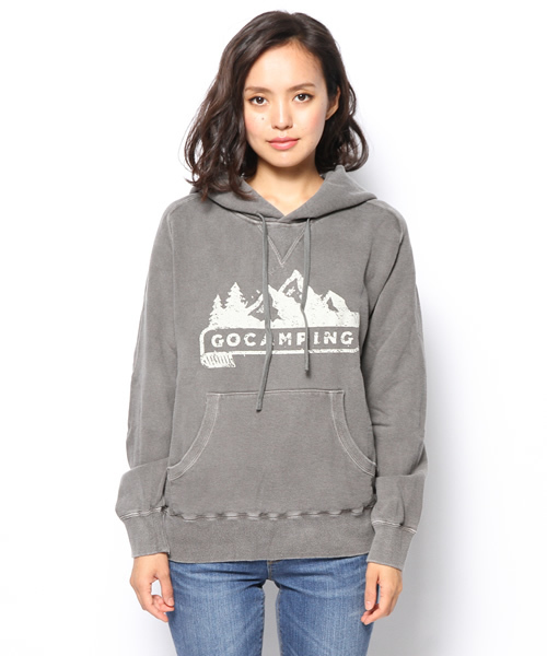 goa(ゴア)の「GO CAMPING ピグメント裏毛フードパーカー(パーカー・レディース・ブラック/ベージュ/カーキ/レッド・FREE)」の9枚目の写真