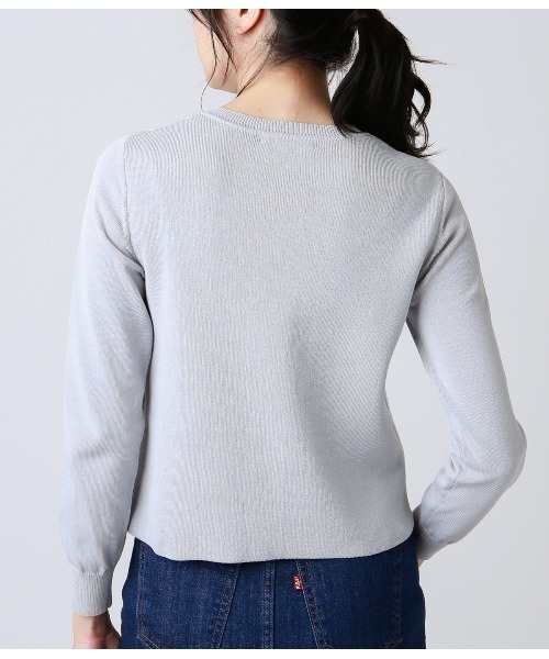 NEWYORKER(ニューヨーカー)の「レジメンタルストライプ ショート丈カーディガン(カーディガン/ボレロ・レディース・サックスブルー/ライトグレー・M/L)」の3枚目の写真