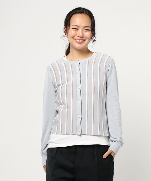NEWYORKER(ニューヨーカー)の「レジメンタルストライプ ショート丈カーディガン(カーディガン/ボレロ・レディース・サックスブルー/ライトグレー・M/L)」の17枚目の写真