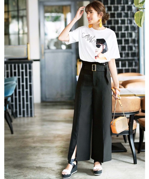 GeeRA（ジーラ）の「ベルテッドスリットワイドパンツ（その他パンツ・レディース・ブラウン/ブラック・X-LARGE/LARGE/MEDIUM）」の6枚目の写真