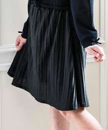 Catherine Cottage | ブラックプリーツスカート インナーパンツ付き やわらか 伸縮素材(スカート)