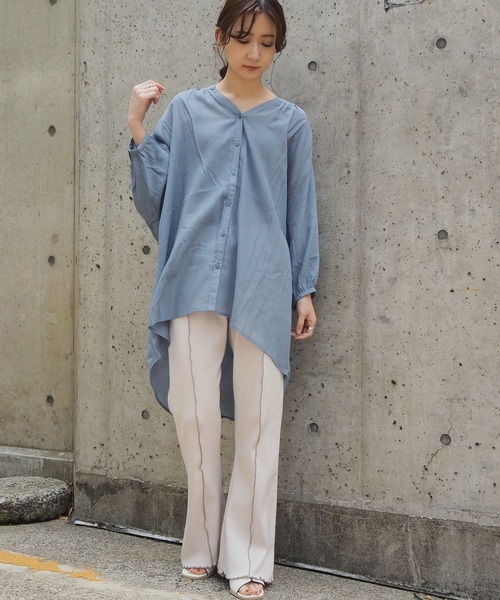 tiptop（ティップトップ）の「リブ配色メローフレアパンツ（その他パンツ・レディース・ライトグリーン/アイボリー/スミクロ/モカ/オレンジ・FREE）」の12枚目の写真