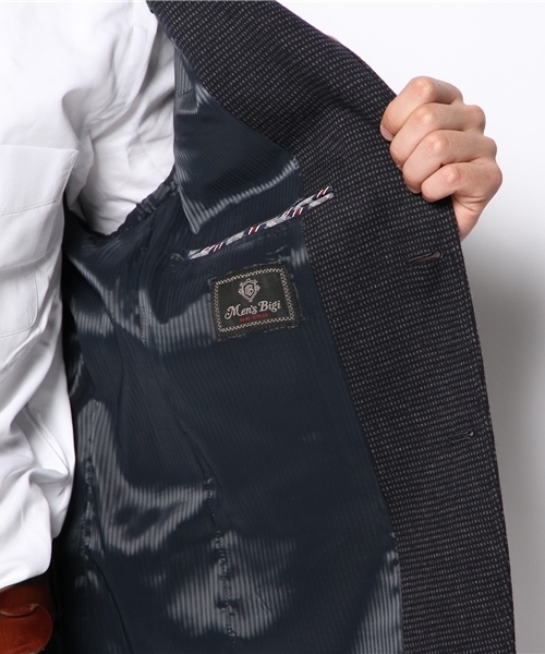 MEN'S BIGI（メンズビギ）の「ジャージージャケット/オンオフ兼用（テーラードジャケット・メンズ・ブラウン/ネイビー・SMALL/LL/LARGE/MEDIUM）」の3枚目の写真